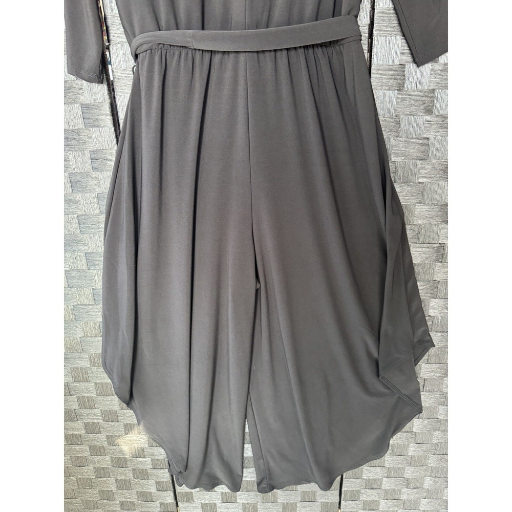 Prelude Black Jumpsuit Pantsuit Outfit With Tapered Wide Leg Size Large Sexy - Picture 11 of 13